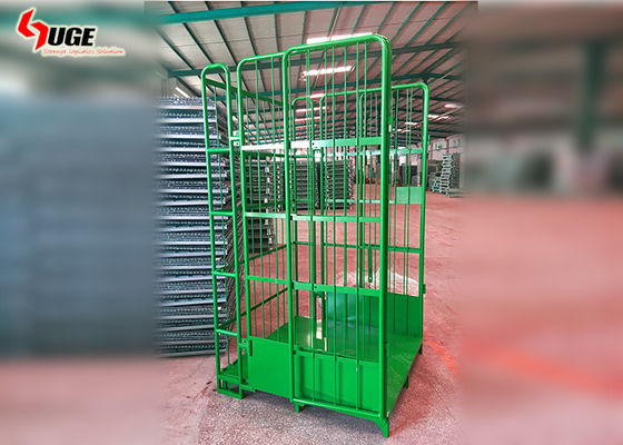 Carrello del contenitore del rotolo ricoperto polvere verde, carrello mobile della gabbia