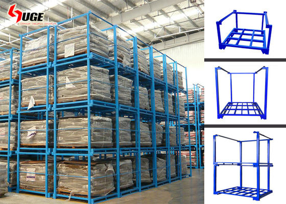 Q235 l'acciaio robusto tre - metta a strati i supporti/lo scaffale accatastabili di stoccaggio gabbia del tessuto
