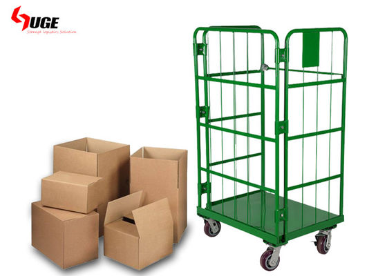 Carrello della gabbia del rotolo ricoperto polvere verde per il magazzino e la conservazione frigorifera